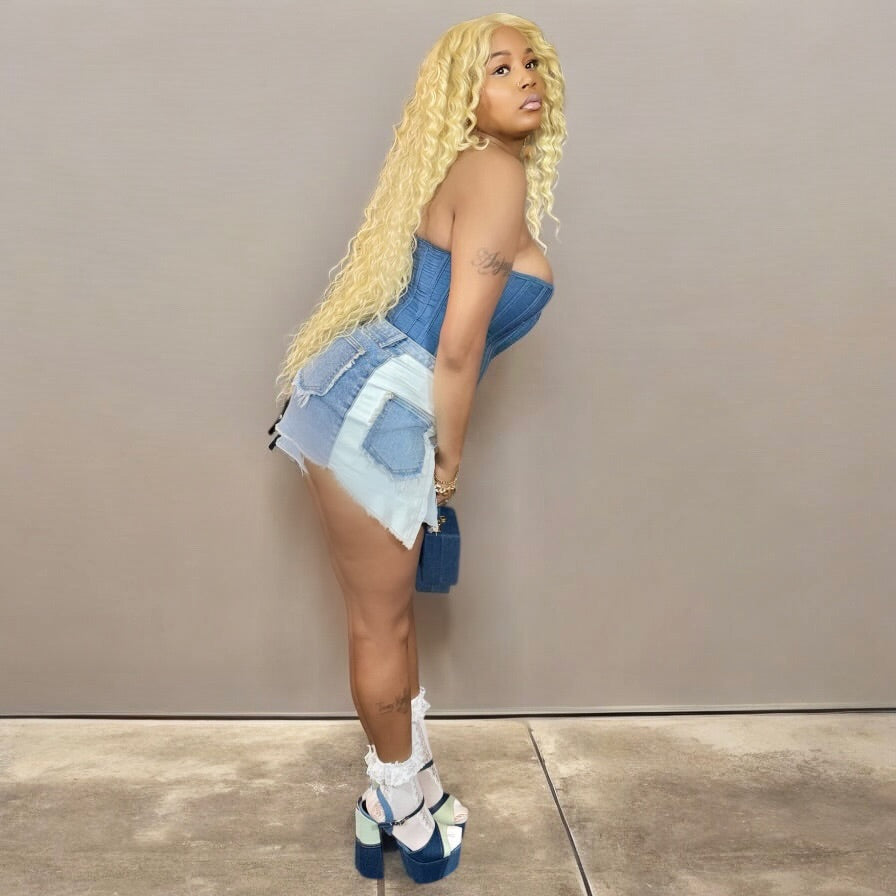 Inside Out Denim Mini Skirt