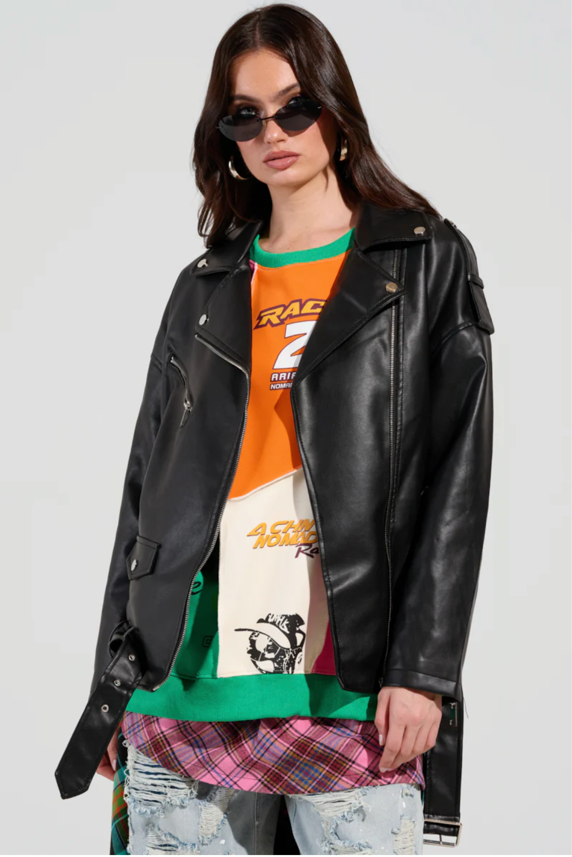 Oversized Moto Biker Jacket