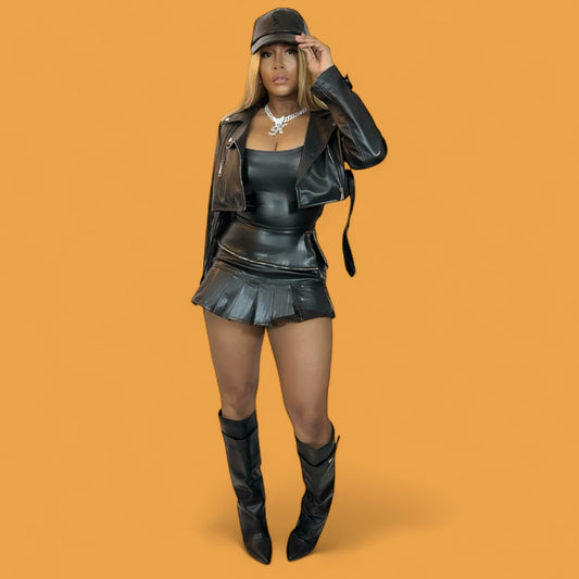 Zip Me Up Moto Biker Skirt