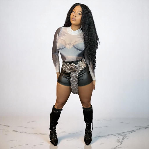 Mesh Graphic Bodysuit