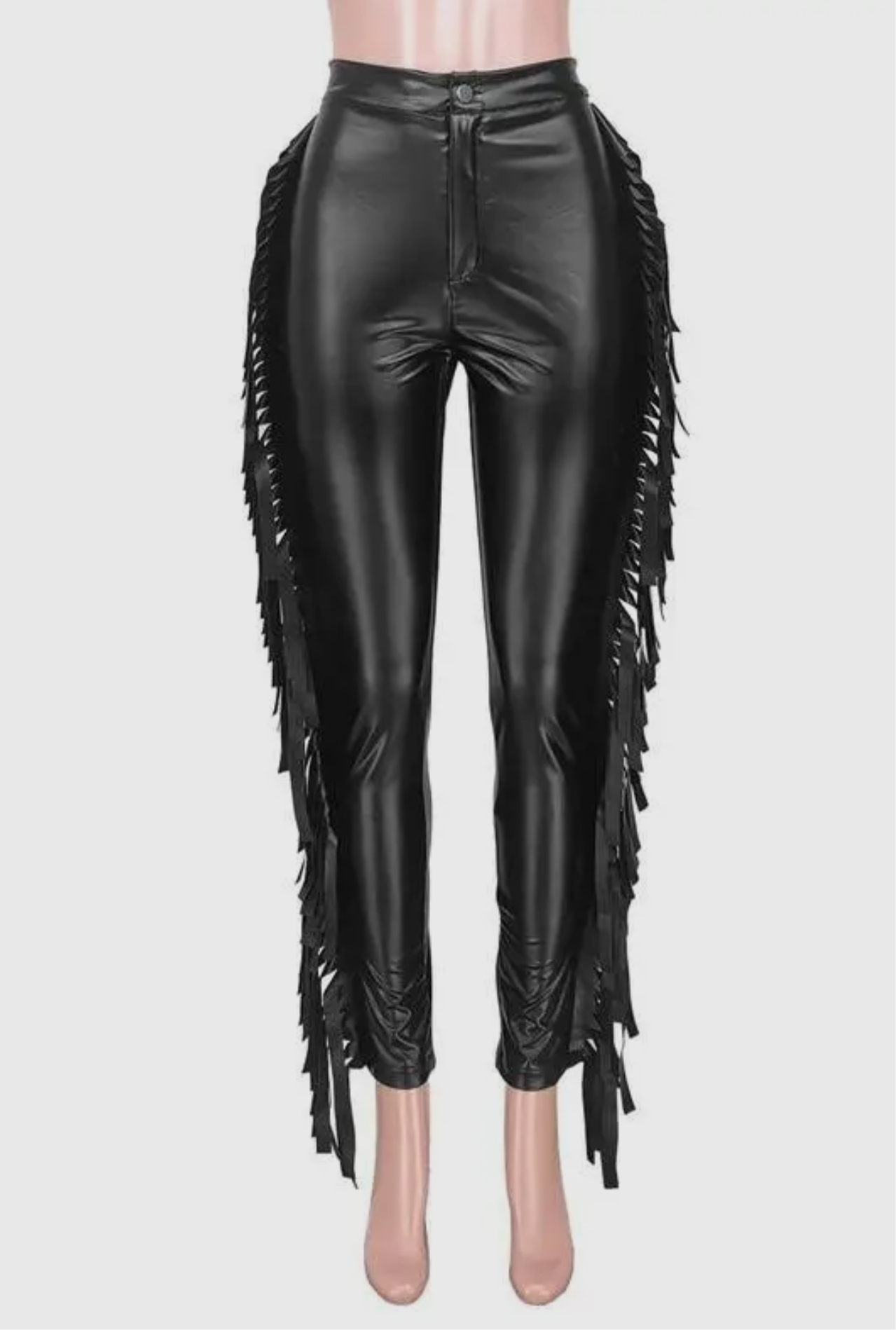 Fringe leather pants