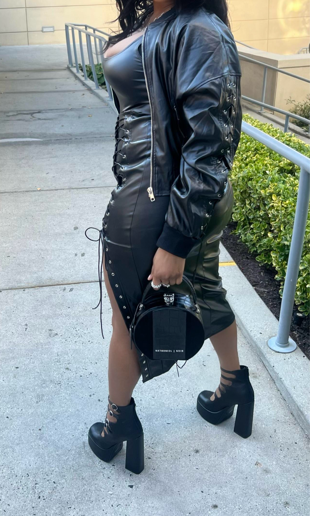 Faux Leather Bomber Jacket