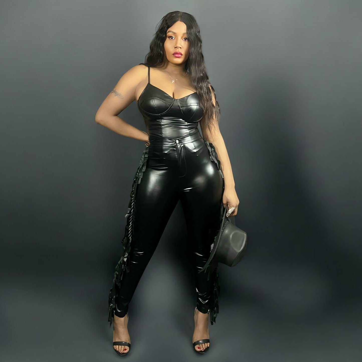 Faux leather bodysuit