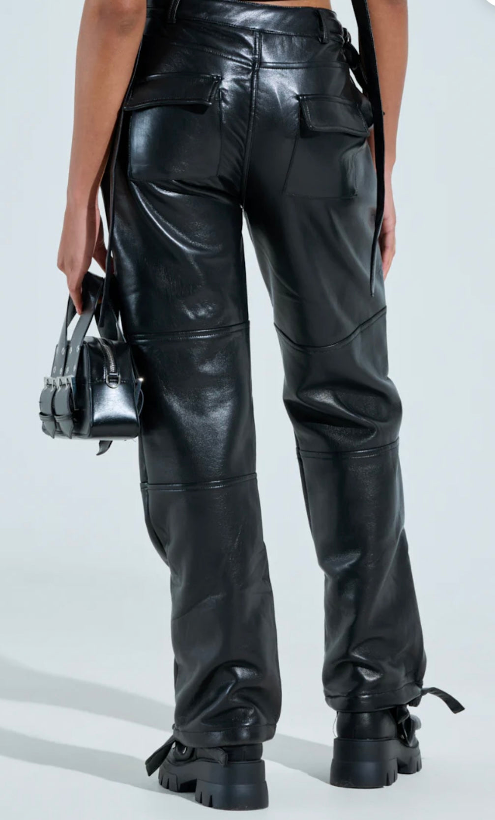 Moto Biker Faux Leather Pants