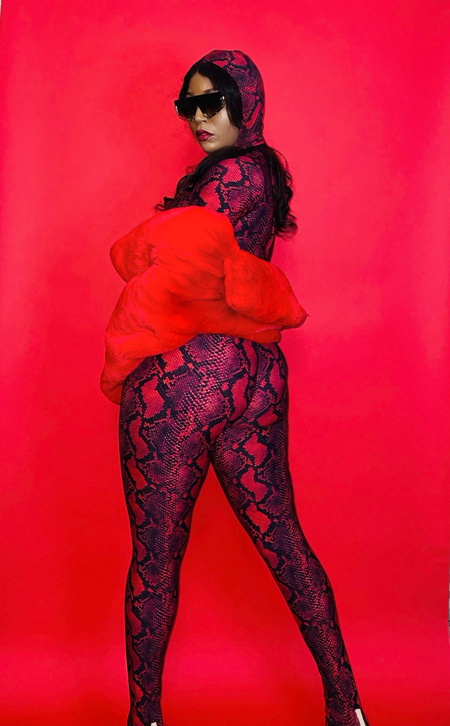 Custom Made Snake Print Bodysuit With Mask