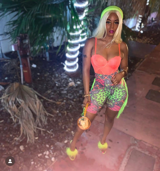 Neon Bandanna Biker Shorts