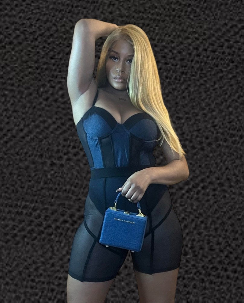 Denim Mesh Leotard