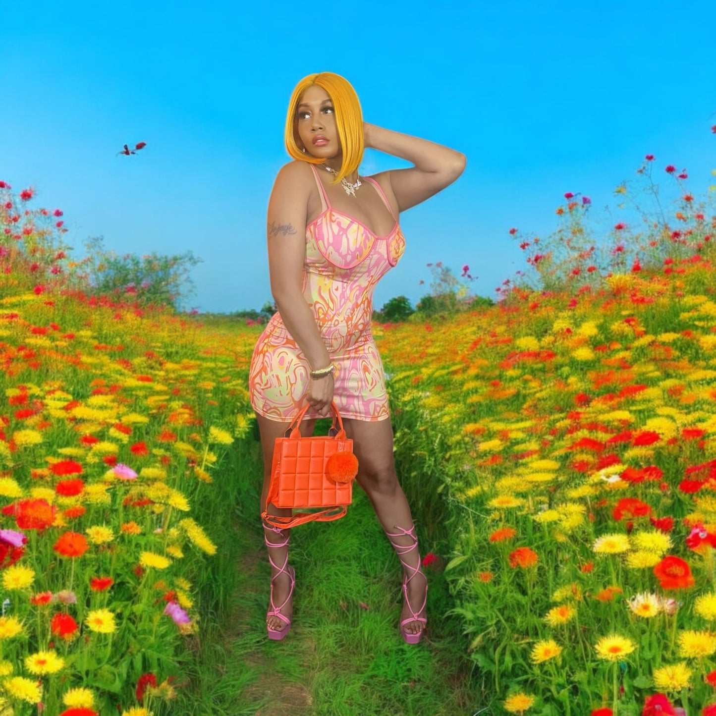 Orange Your Glad Midi Dress