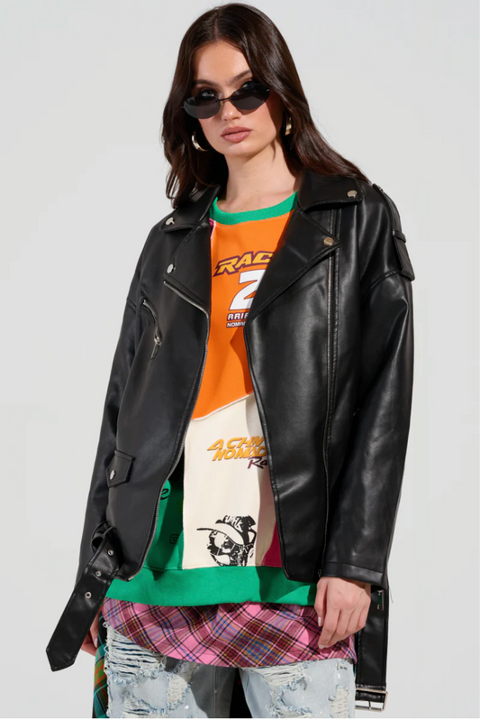 Oversized Moto Biker Jacket