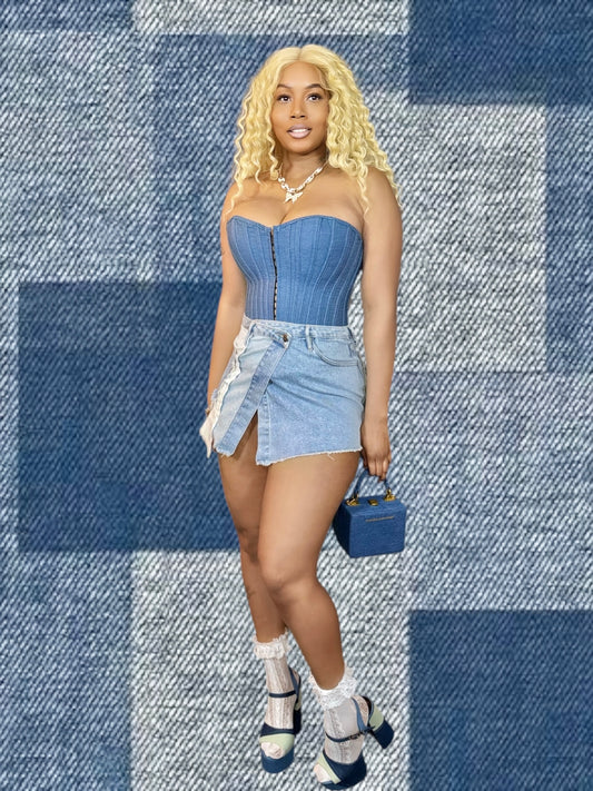Inside Out Denim Mini Skirt