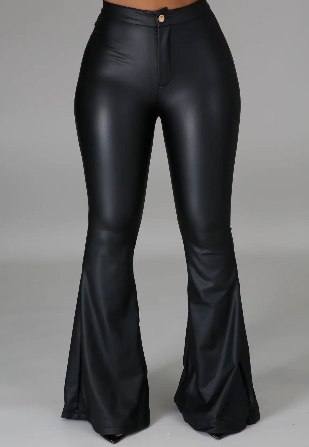 Shine on faux leather pants