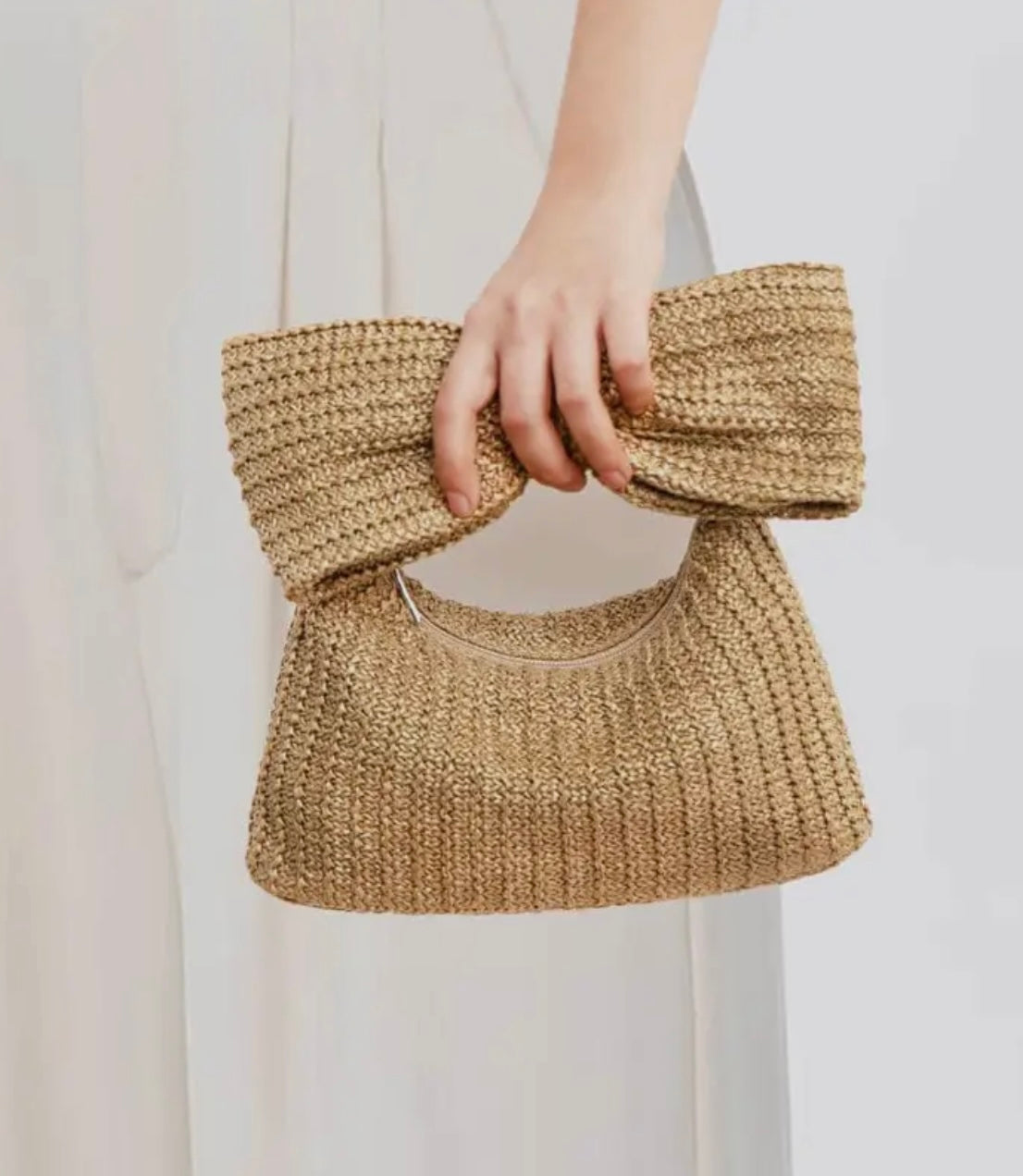 Bow Straw Handbag