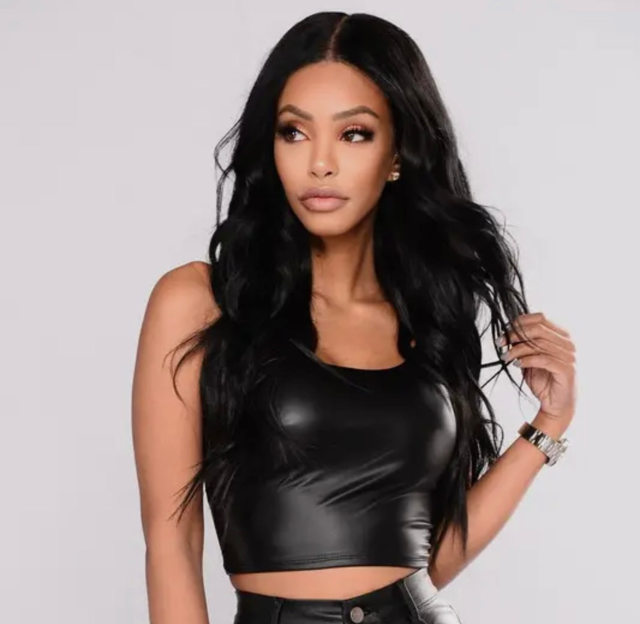 Faux Leather Spaghetti Strap Top